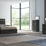Morgann Modern Bedroom Set In Dark Grey 6Pcs