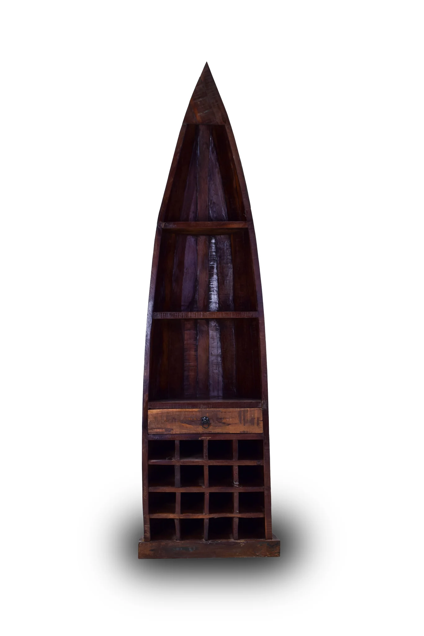 SOLID TEAK WOOD CANOE WITH WINE CABINET - GA Home Superstore
